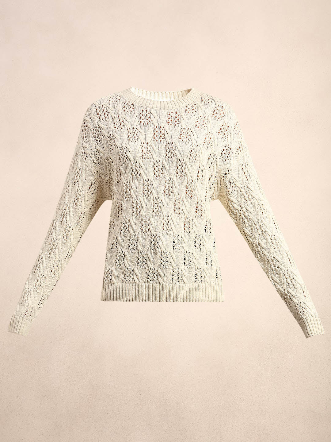 Ivory Lace Knit Pullover - Image 7