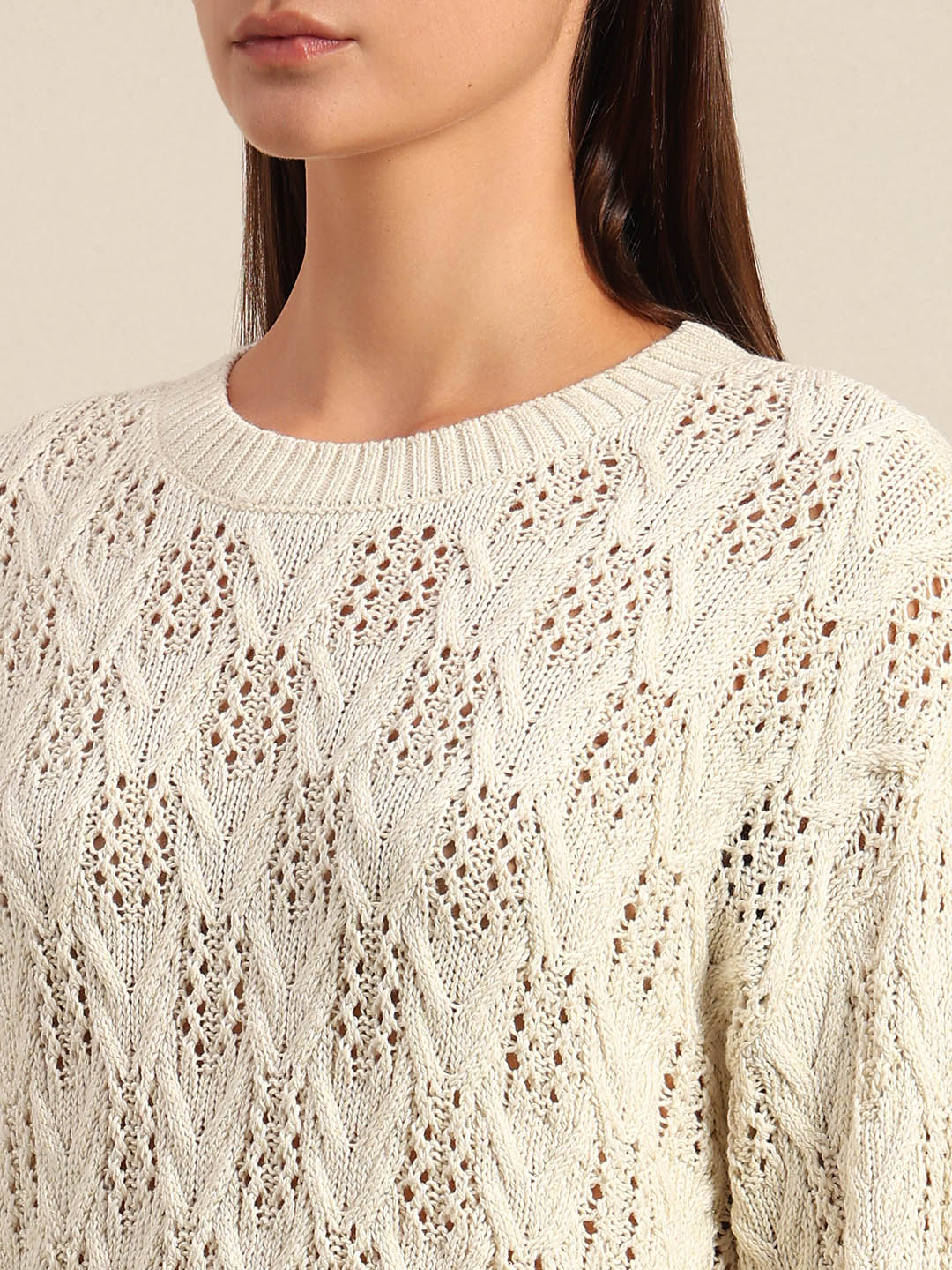 Ivory Lace Knit Pullover - Image 8