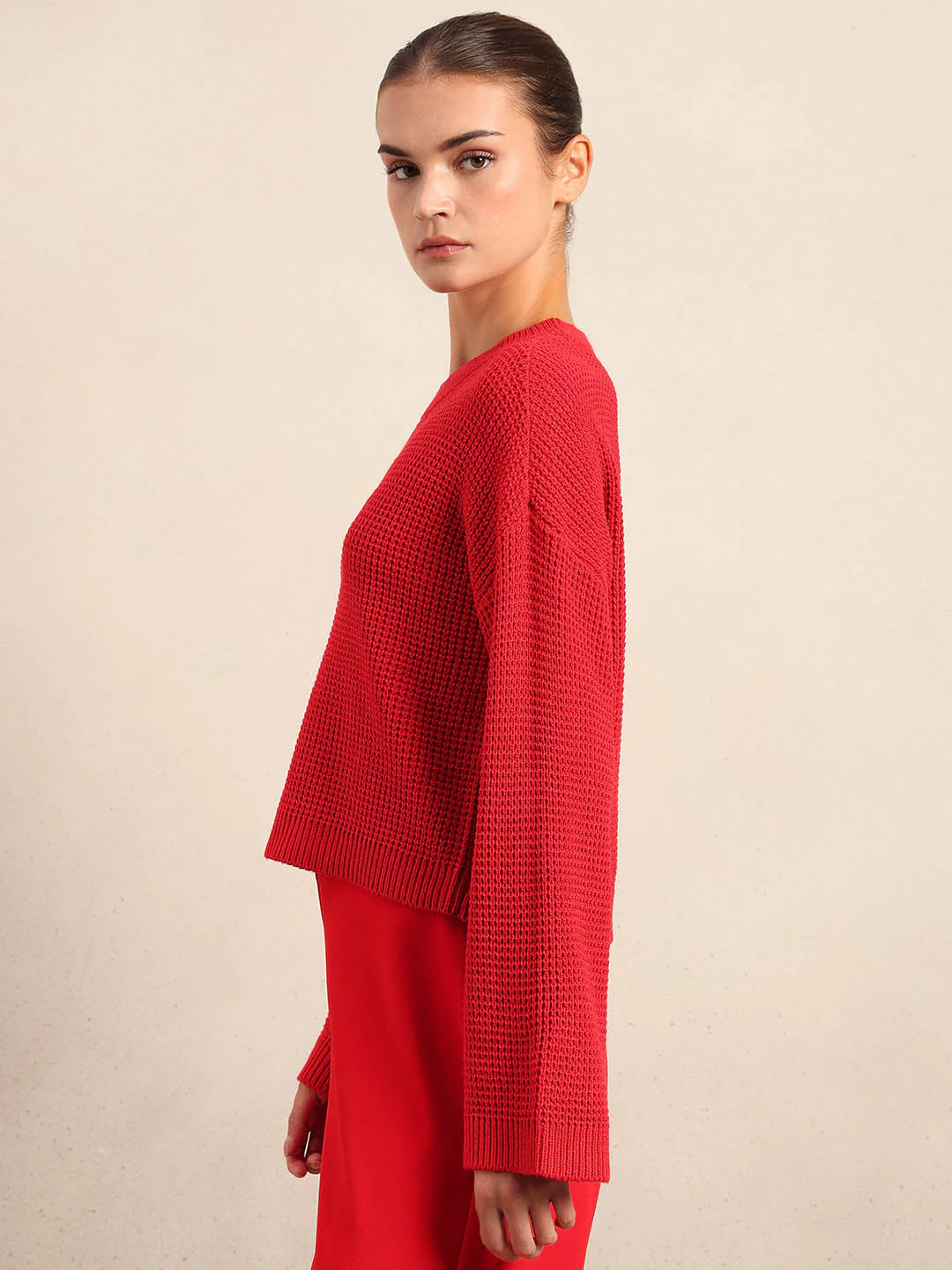 Bright Red Cropped Pullover - Image 3
