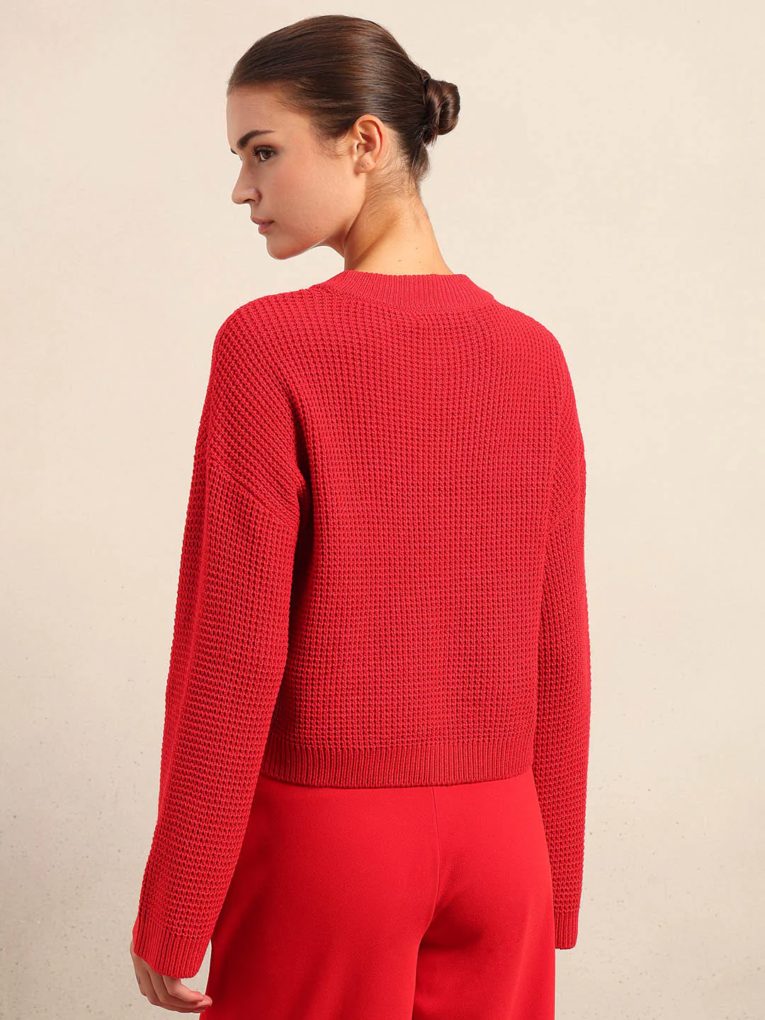 Bright Red Cropped Pullover - Image 4
