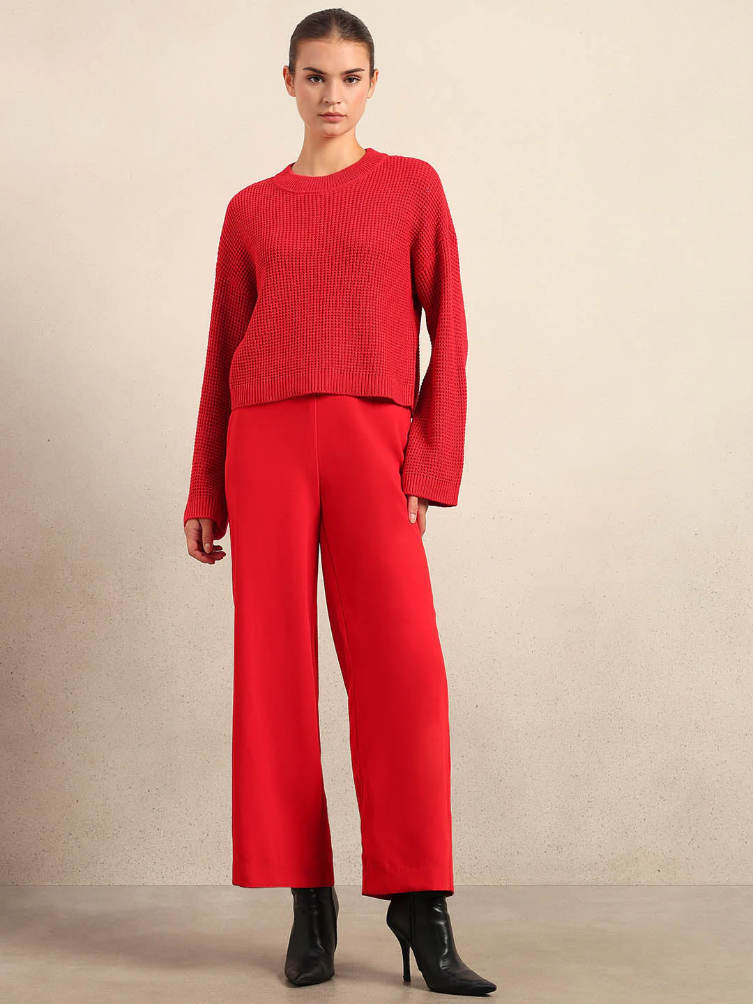 Bright Red Cropped Pullover - Image 5