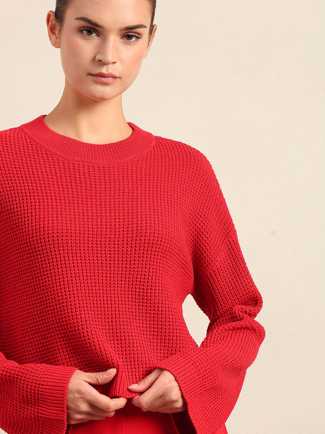 Bright Red Cropped Pullover - Image 6