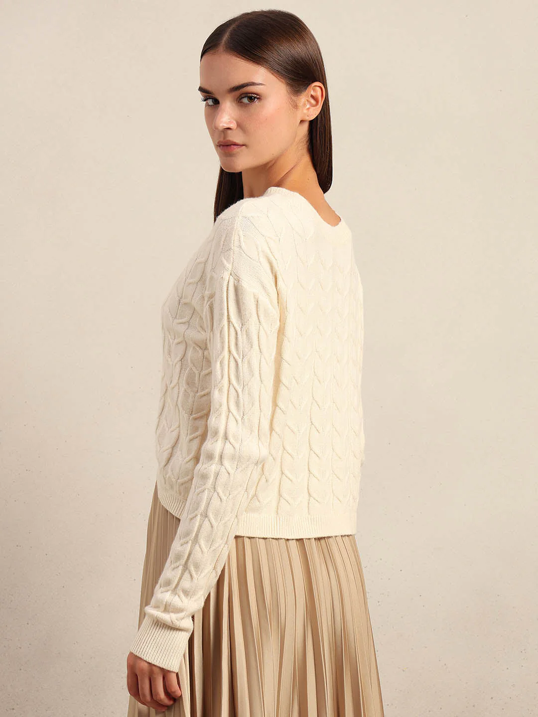 Cream Cable-Knit Cardigan - Image 4