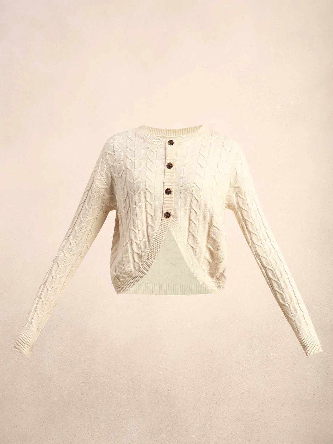 Cream Cable-Knit Cardigan - Image 7