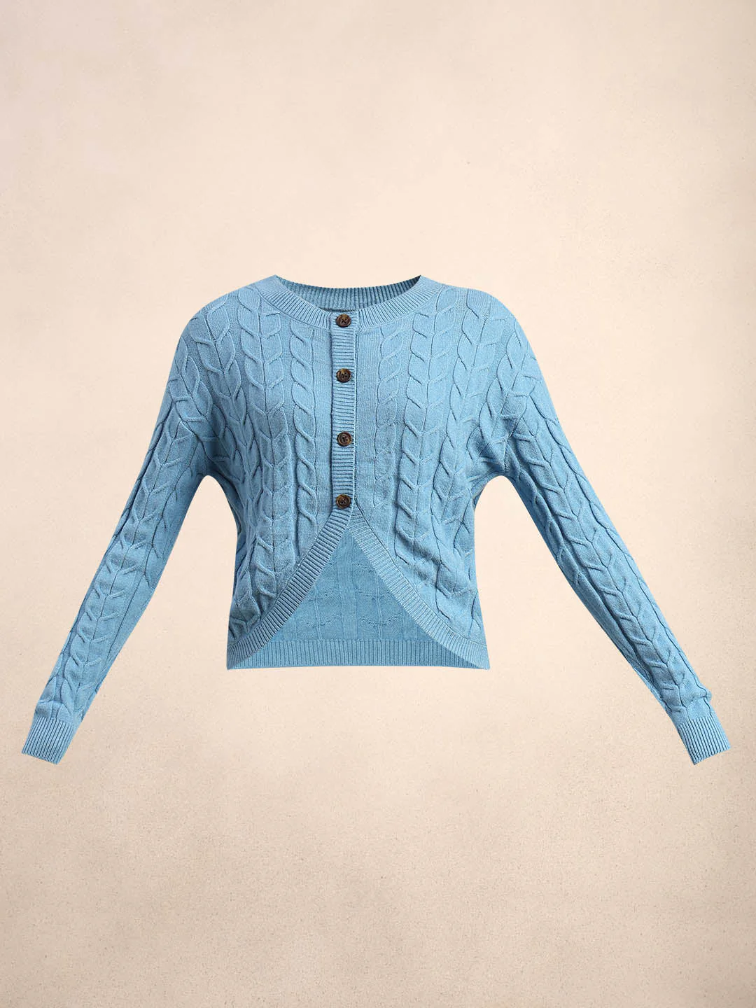 Light Blue Cable-Knit Cardigan - Image 7