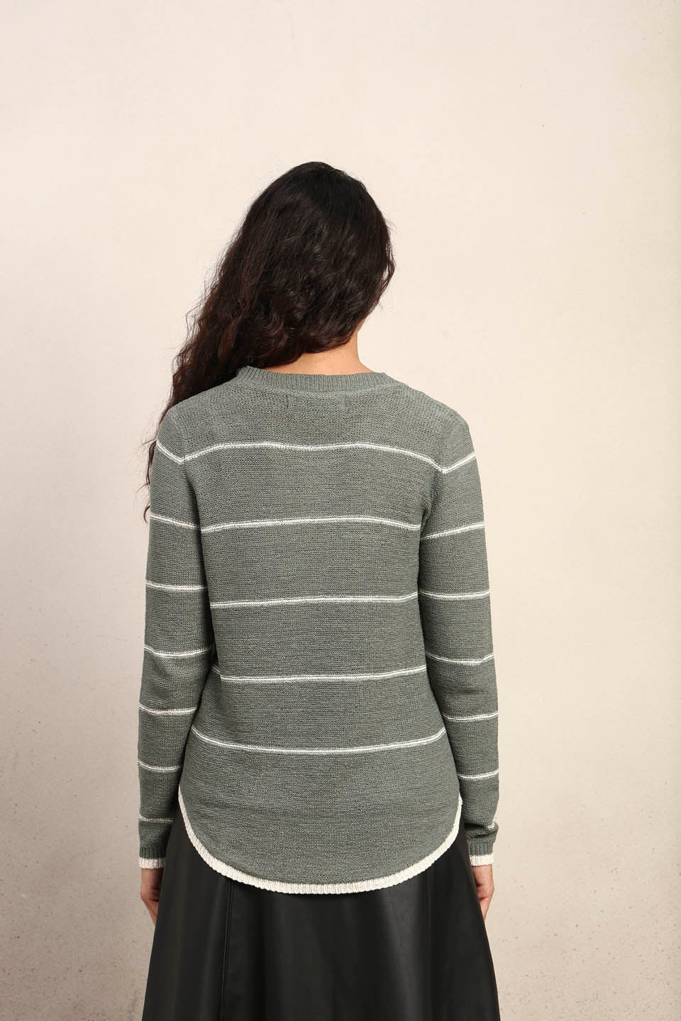 Striped Knitted Pullover - Green - Image 10