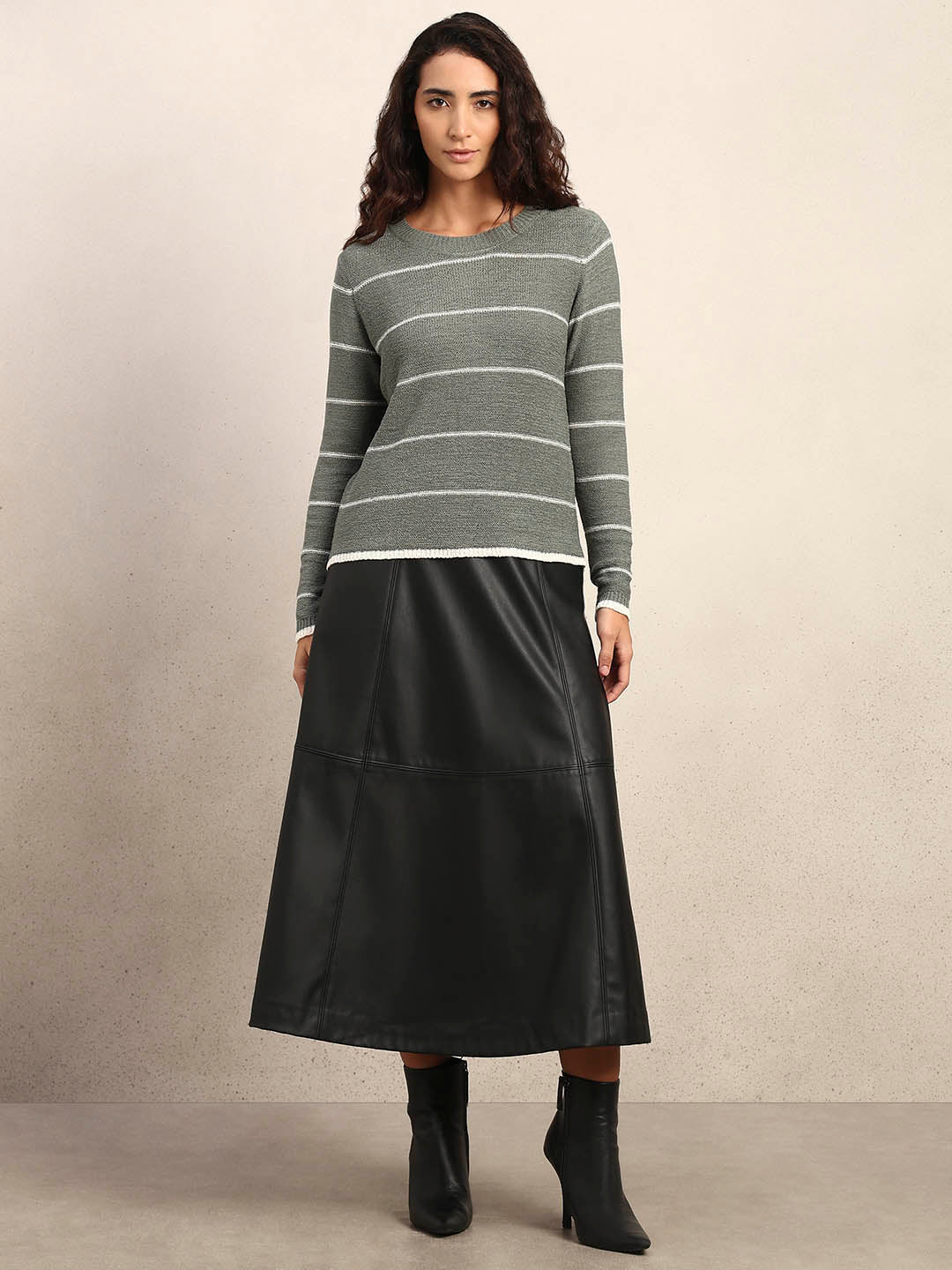 Striped Knitted Pullover - Green - Image 5