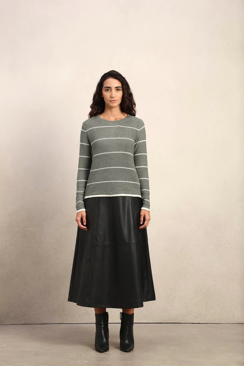 Striped Knitted Pullover - Green - Image 9