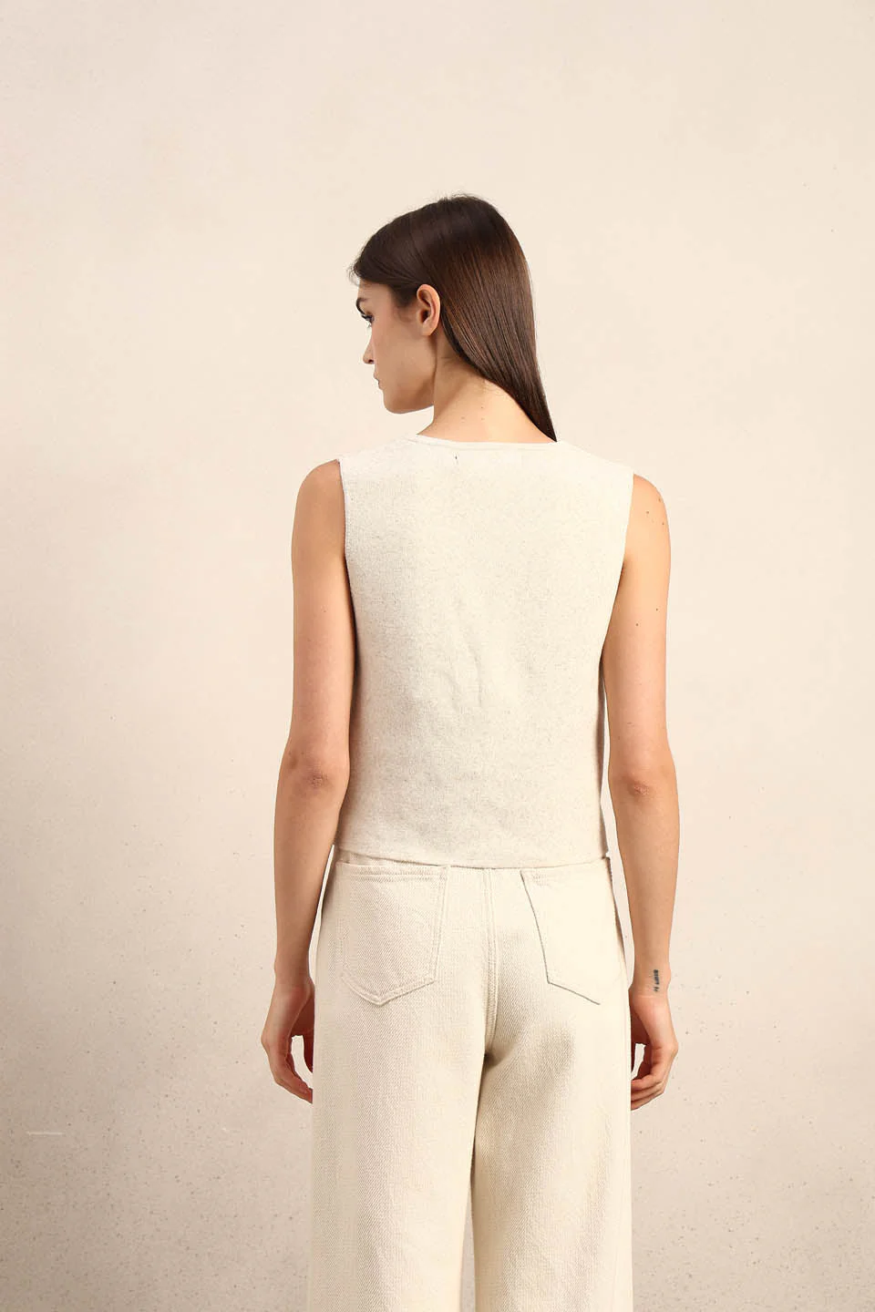 Cream V-Neck Vest - Image 10