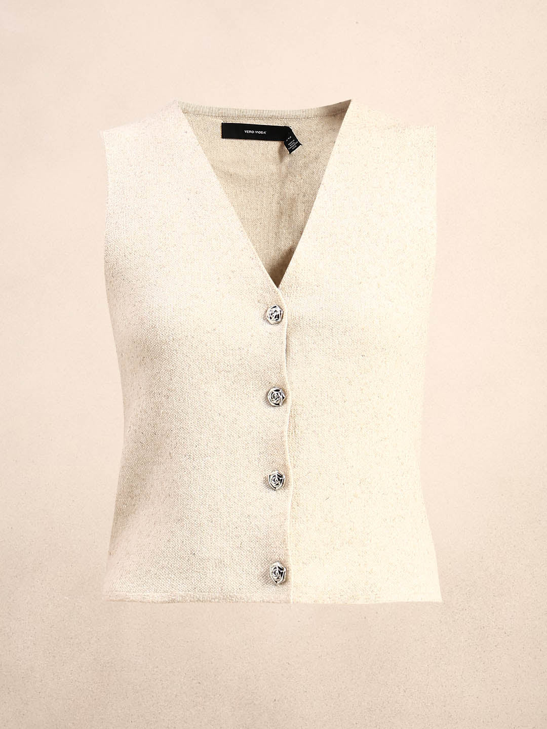 Cream V-Neck Vest - Image 7