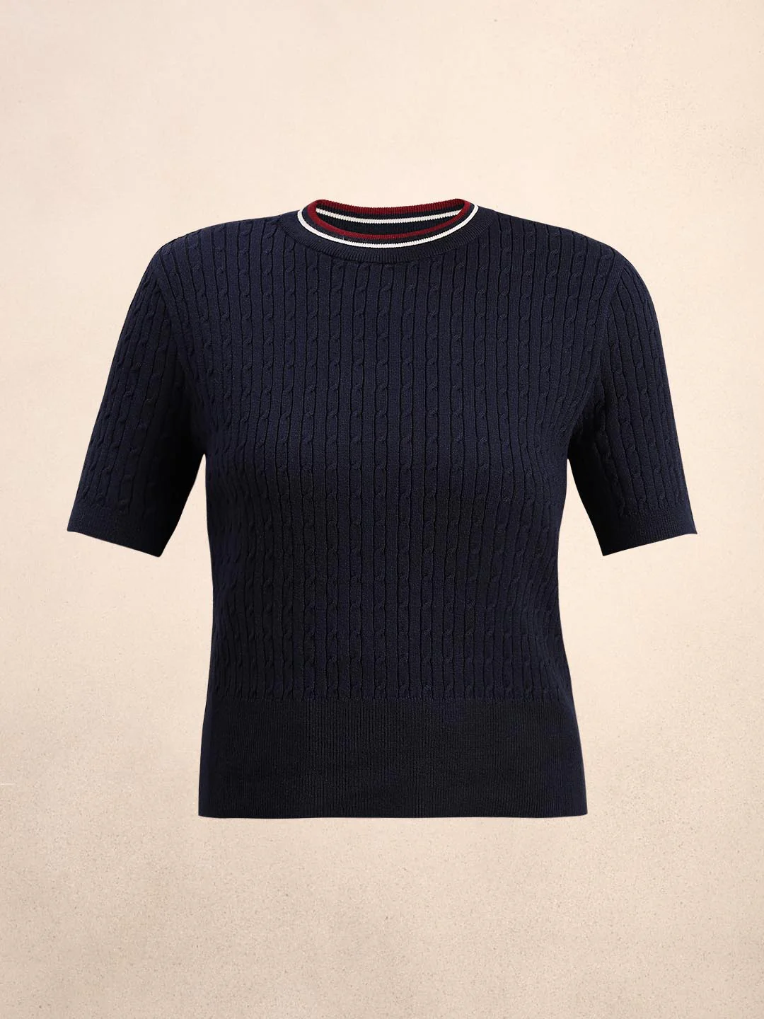 Navy Blue Textured Knitted Top - Image 7