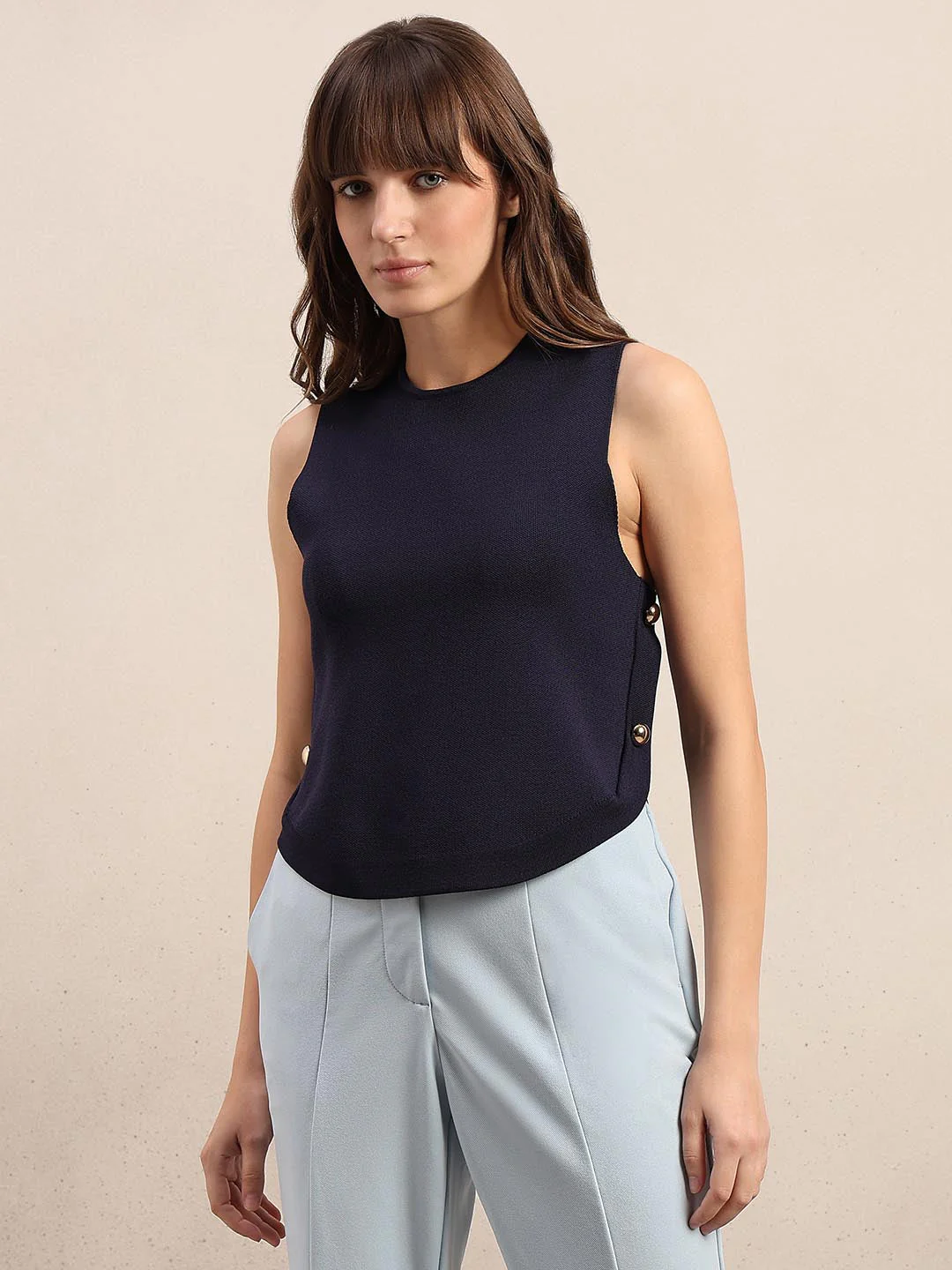 Navy Blue Sleeveless Top - Image 2