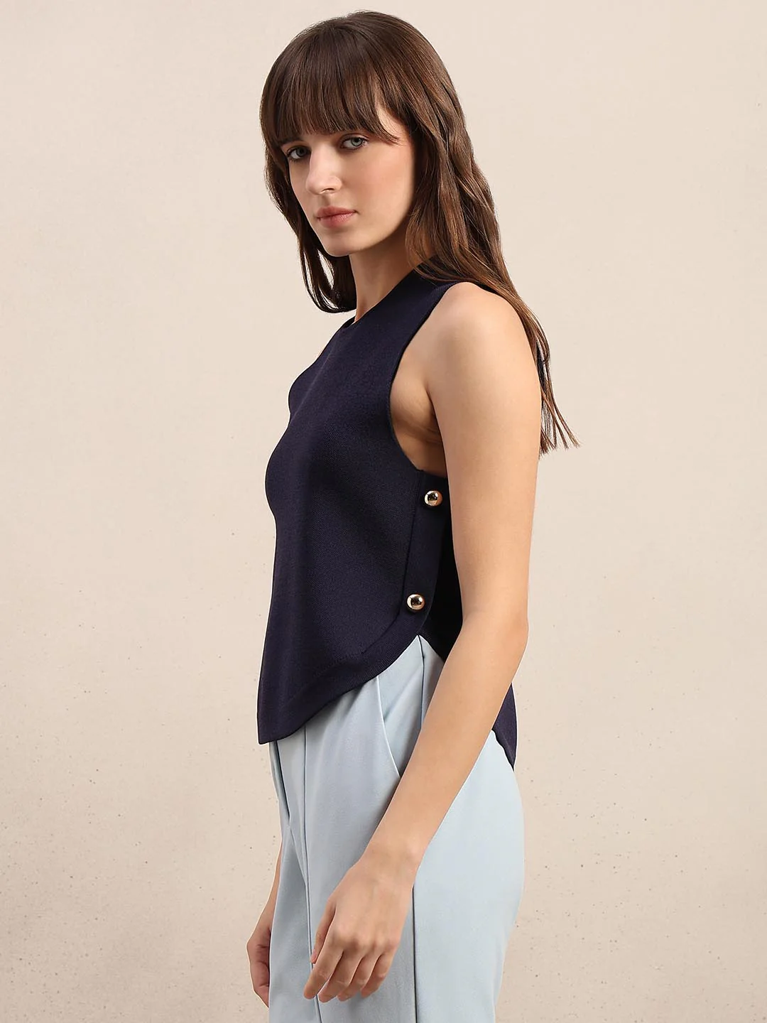 Navy Blue Sleeveless Top - Image 3