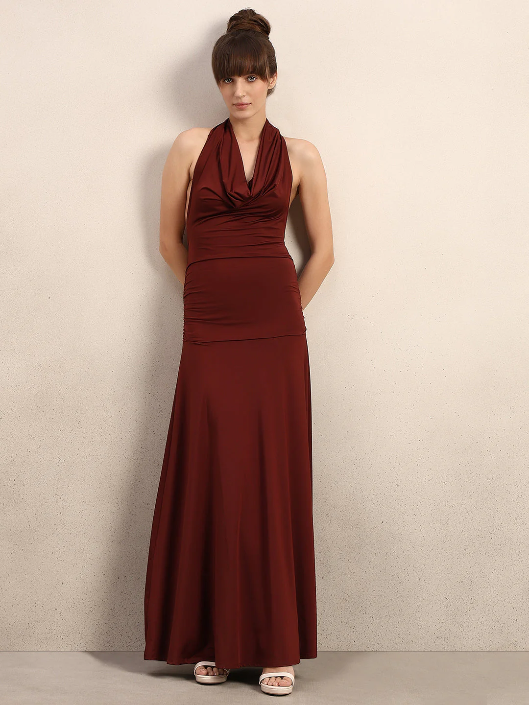 Cowl Halter Neck Maxi Dress - Image 2