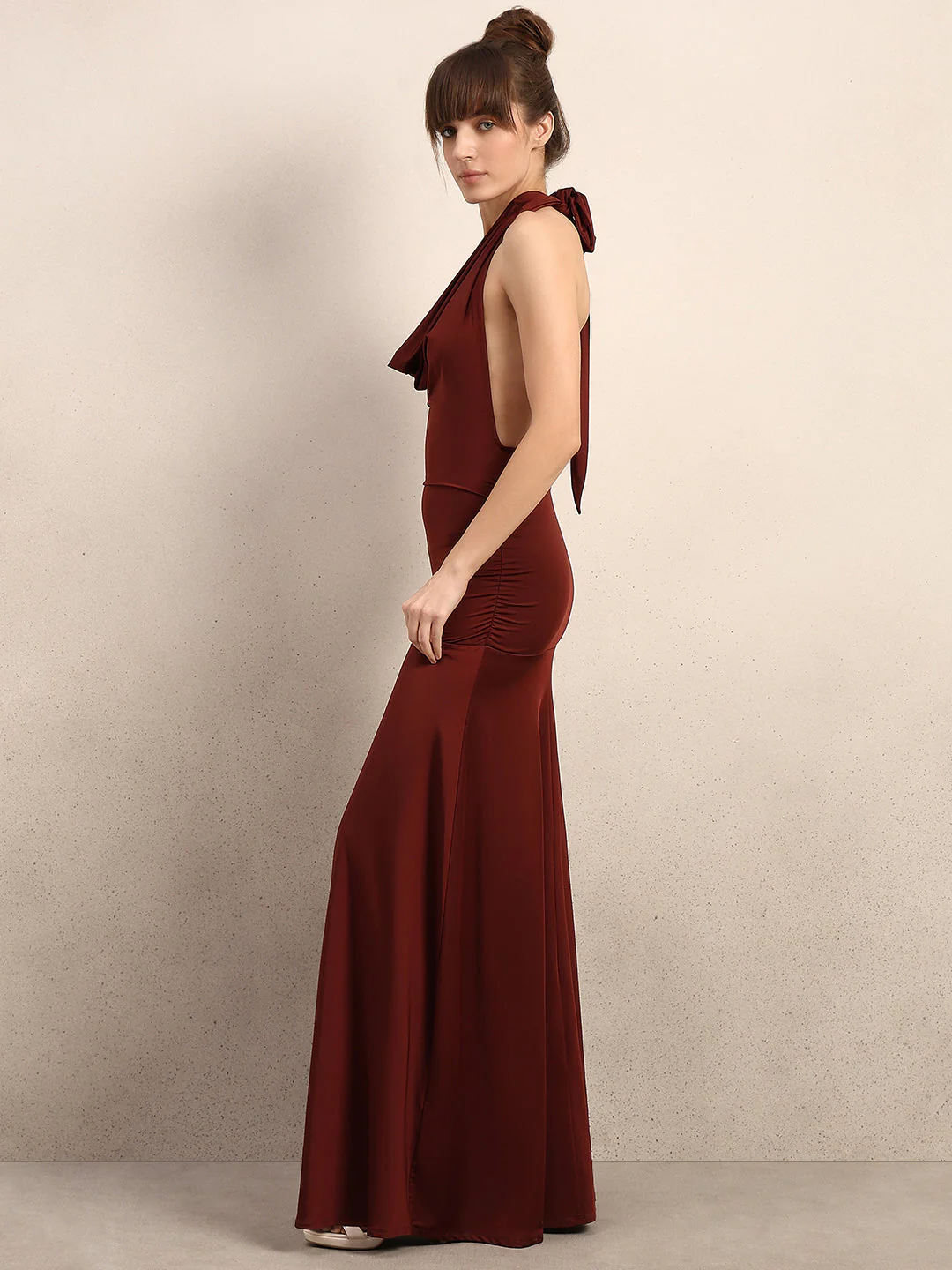 Cowl Halter Neck Maxi Dress - Image 3