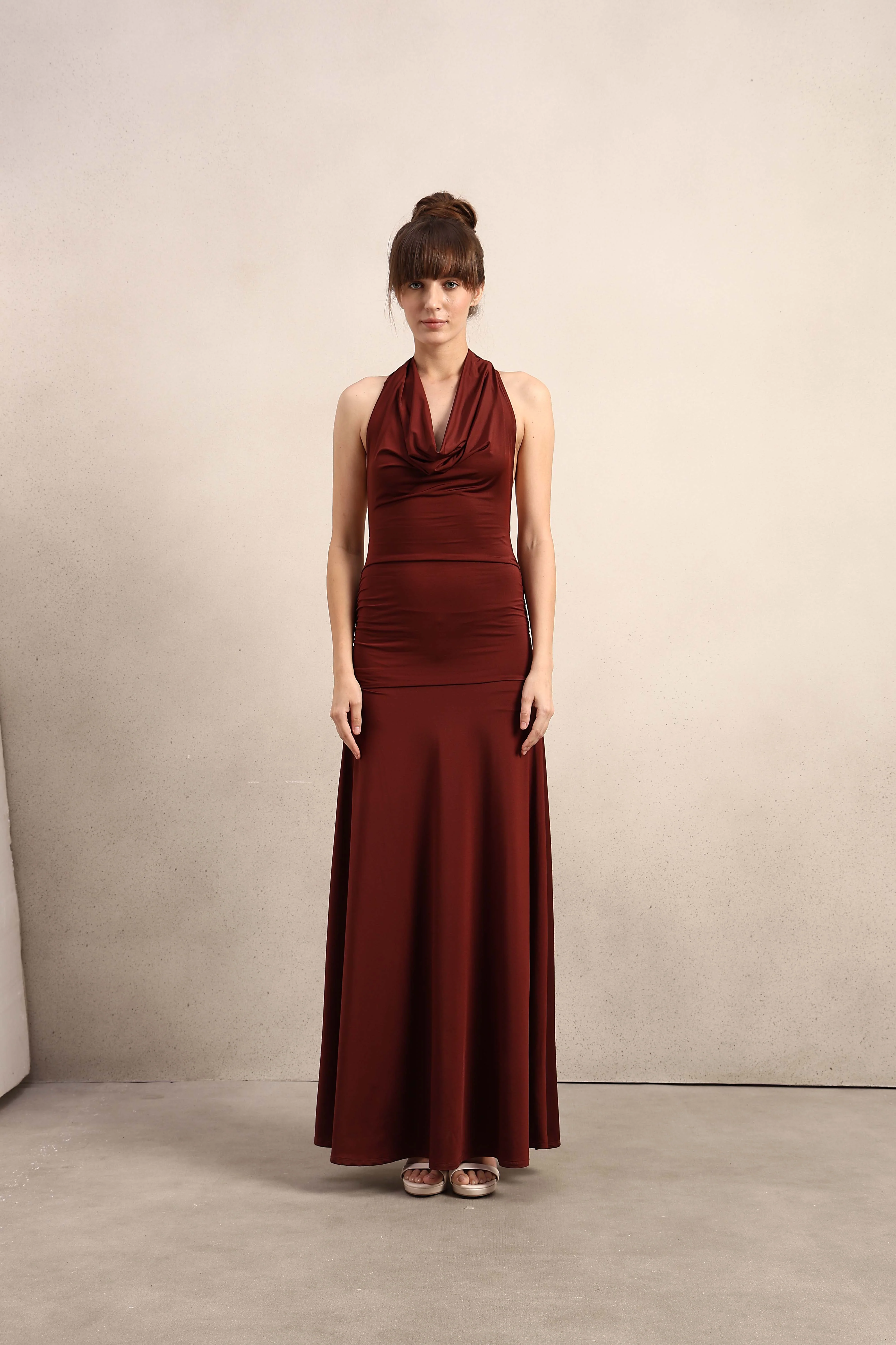 Cowl Halter Neck Maxi Dress - Image 8