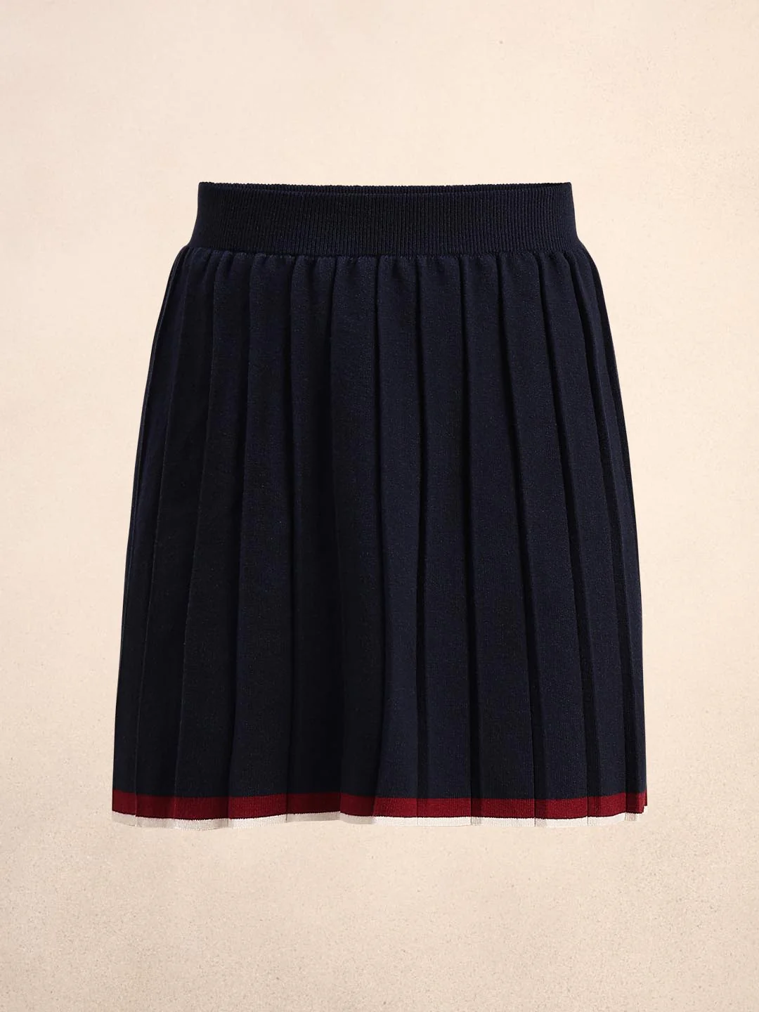 Navy Blue Pleated Knitted Skirt - Image 7