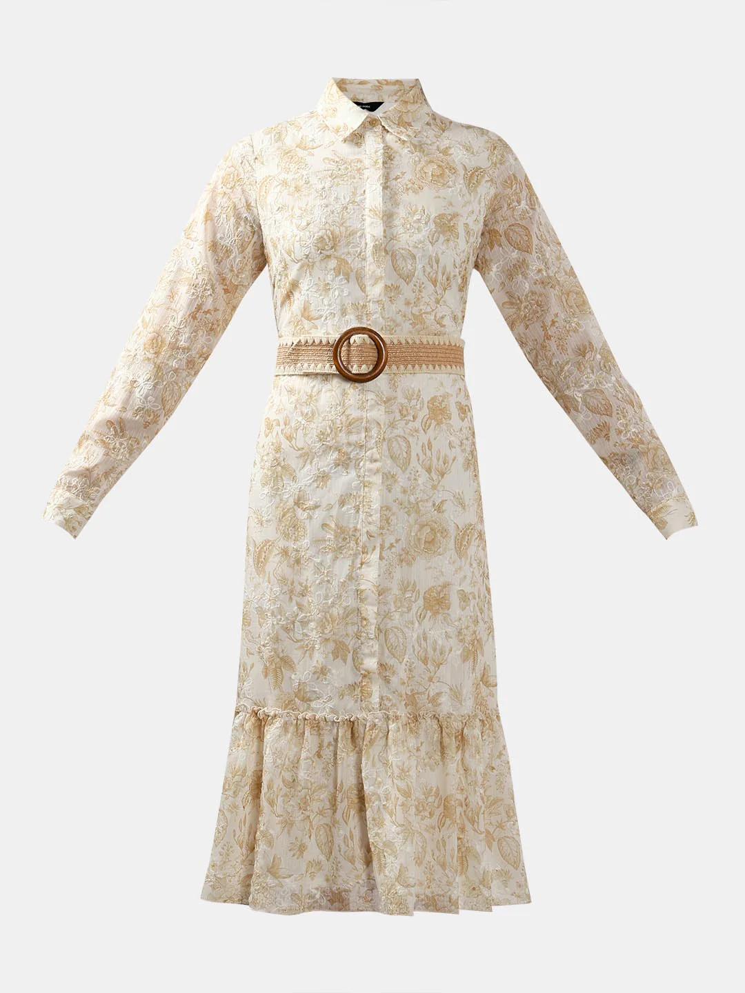 Vero Moda Ecru Jacquard Shirt Dress - Image 7