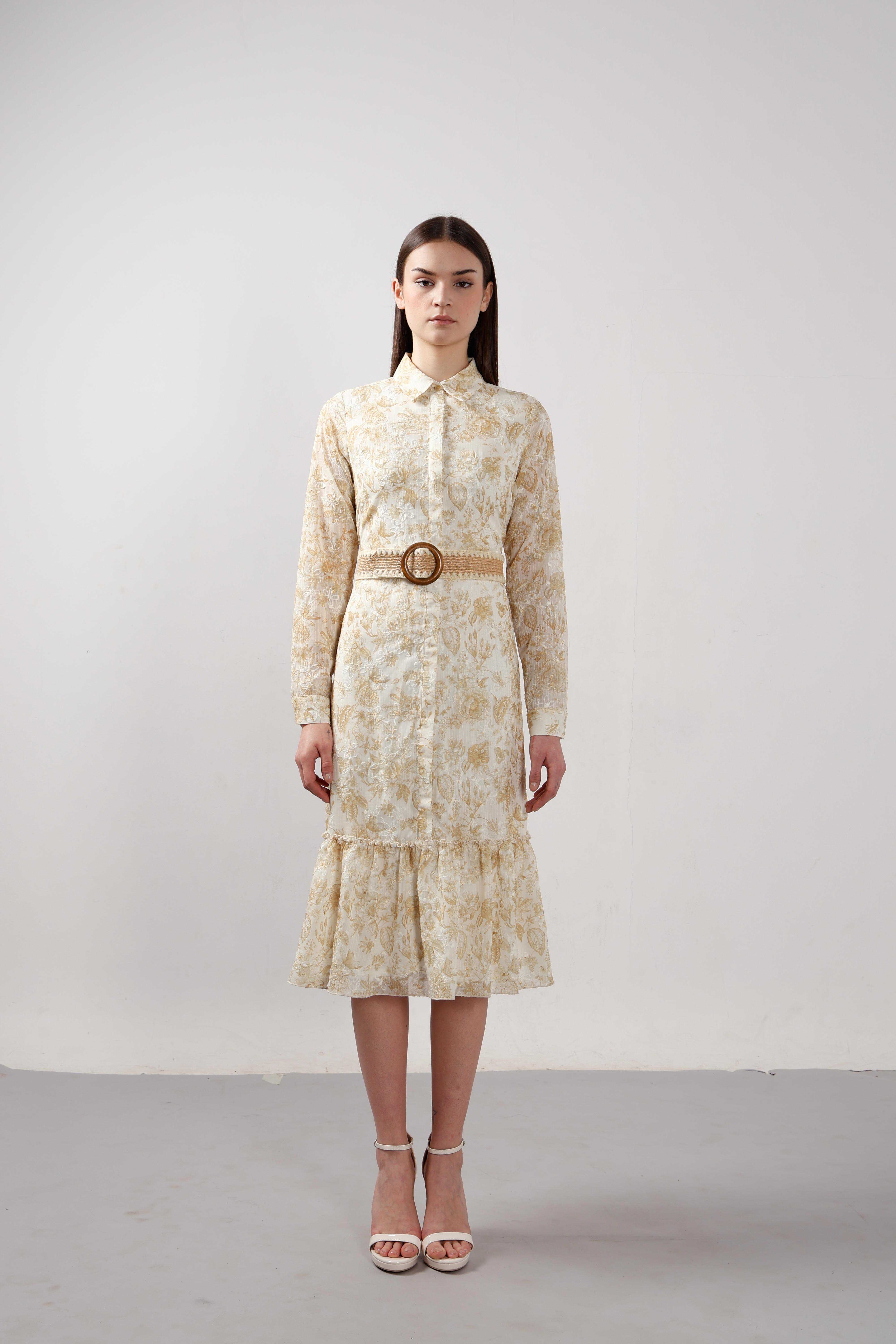 Vero Moda Ecru Jacquard Shirt Dress - Image 8