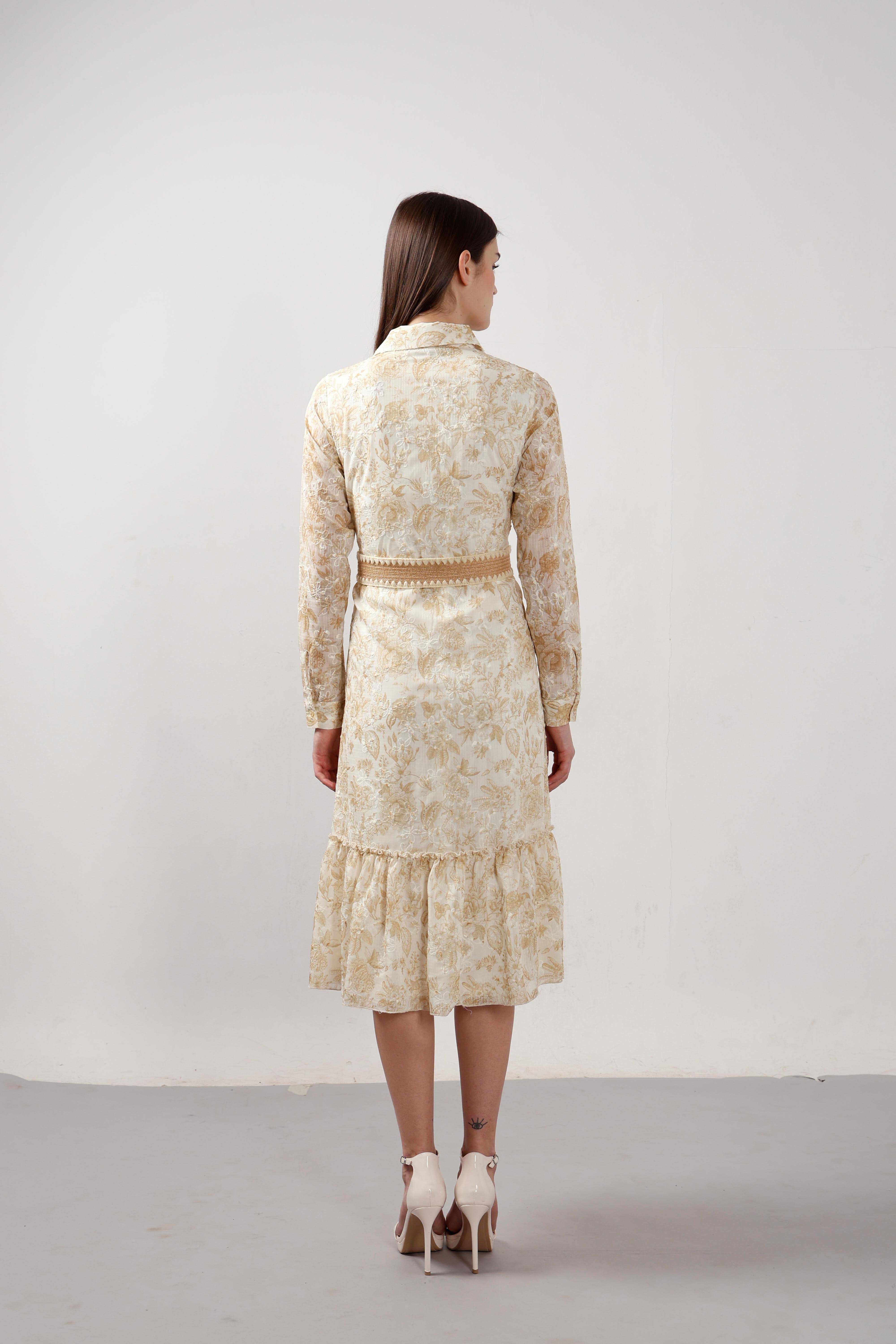 Vero Moda Ecru Jacquard Shirt Dress - Image 9