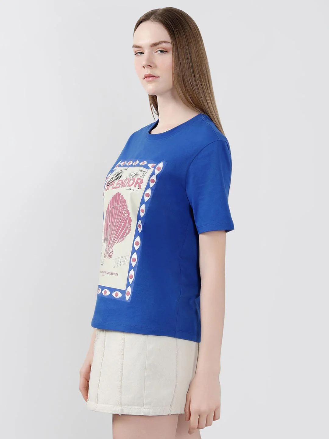 Vero Moda Blue Shell Stamp Cotton T-Shirt - Image 4
