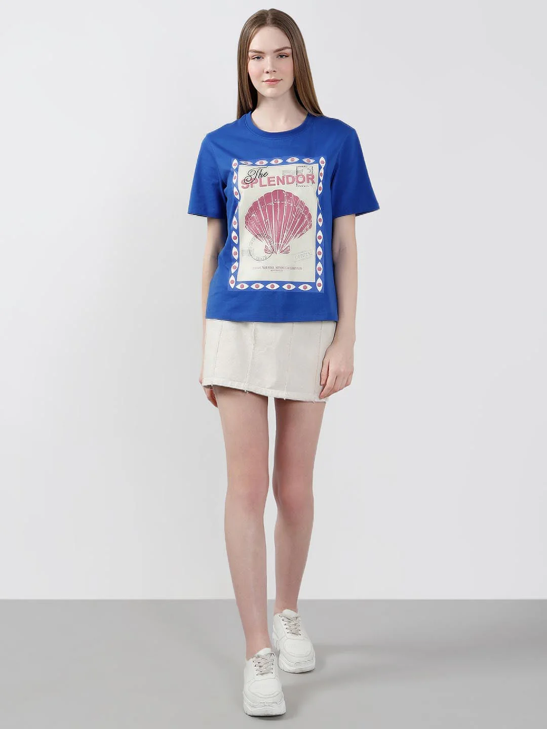 Vero Moda Blue Shell Stamp Cotton T-Shirt - Image 5
