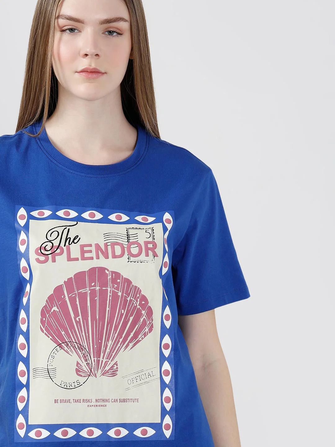 Vero Moda Blue Shell Stamp Cotton T-Shirt - Image 6
