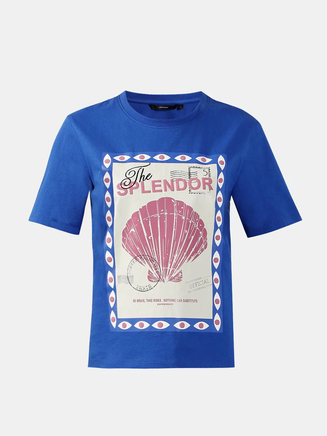 Vero Moda Blue Shell Stamp Cotton T-Shirt - Image 7