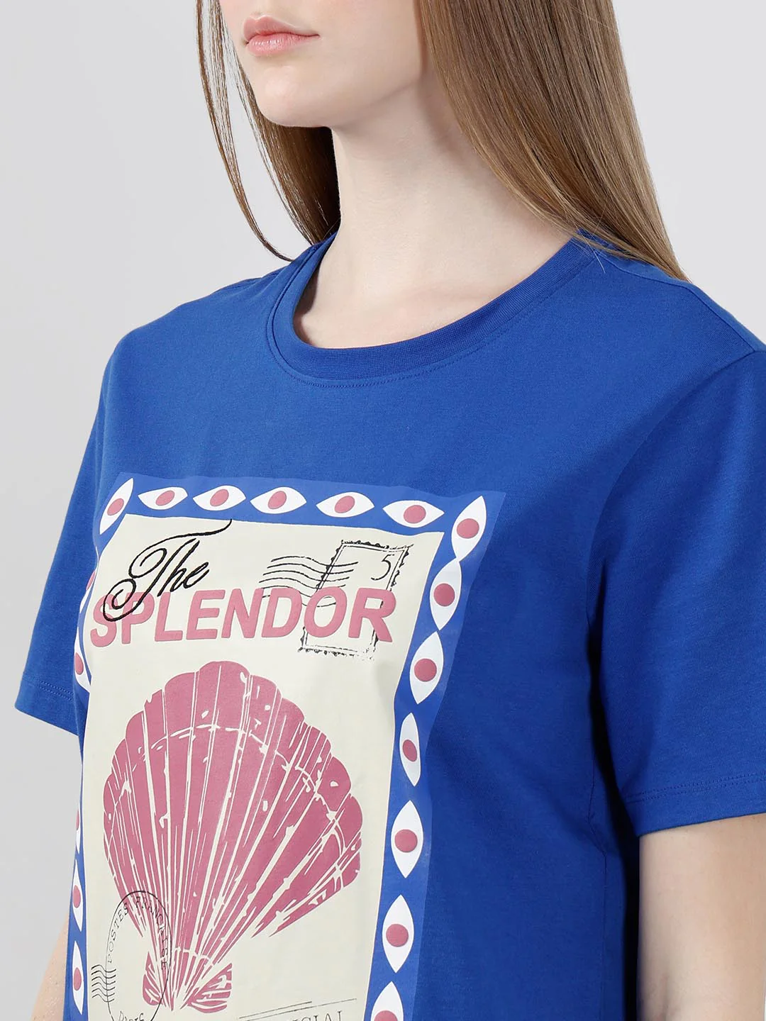 Vero Moda Blue Shell Stamp Cotton T-Shirt - Image 8
