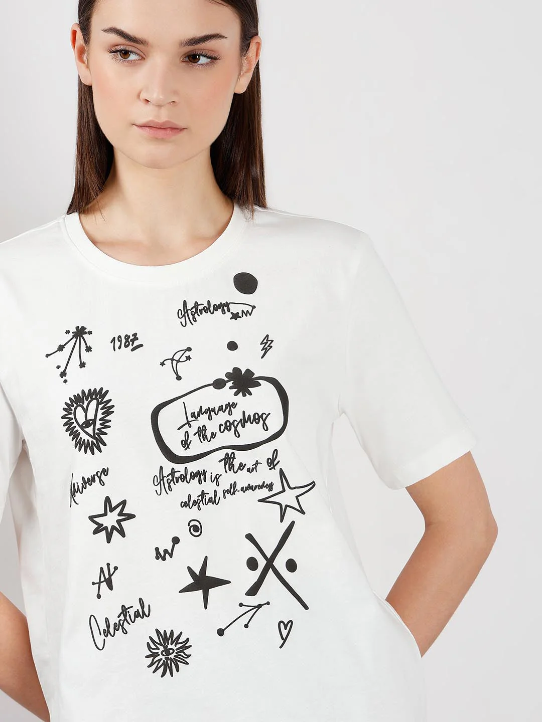 Vero Moda White Printed Cotton T-Shirt - Image 6