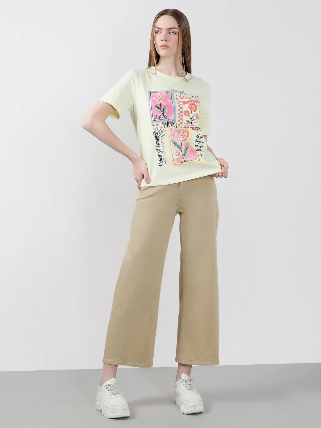 Vero Moda Lime Printed Cotton T-Shirt - Image 5