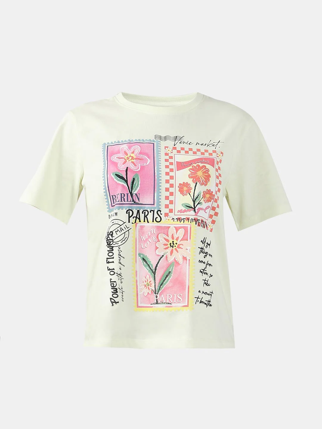 Vero Moda Lime Printed Cotton T-Shirt - Image 7