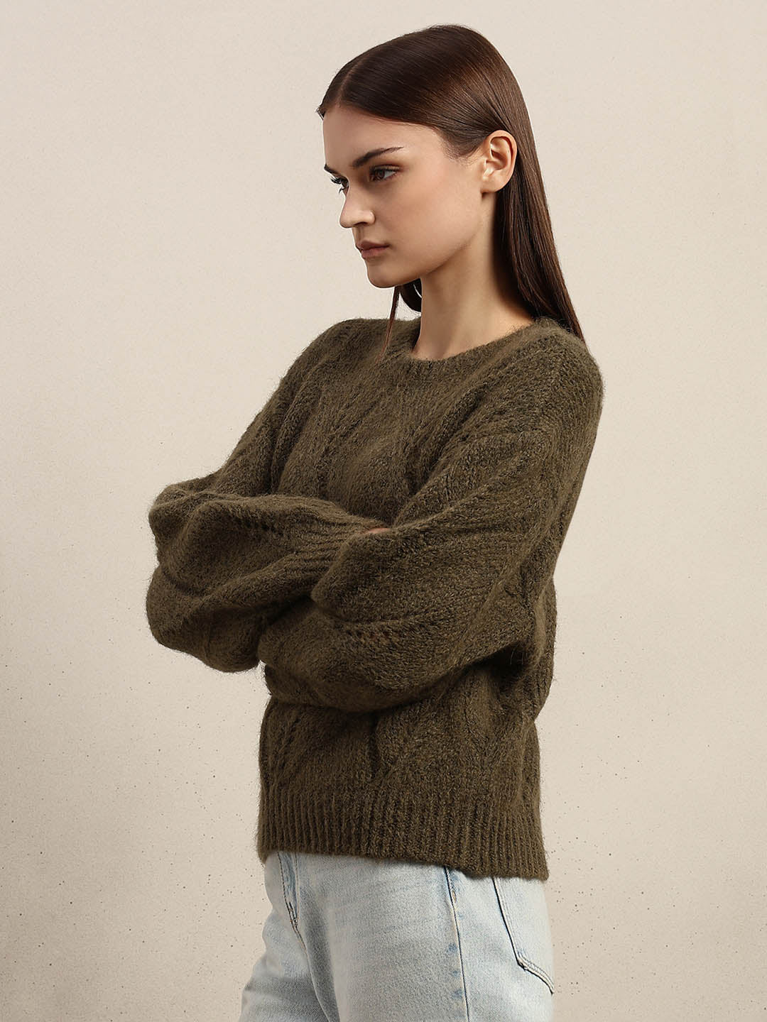 Stitch Detail O-Neck Sweater - Image 3