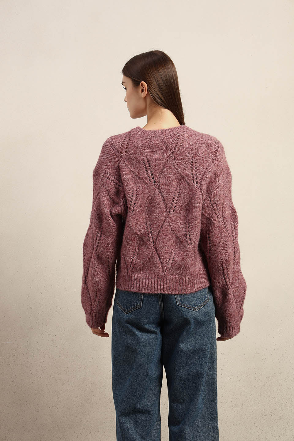Stitch Detail O-Neck Sweater - Pink - Image 10
