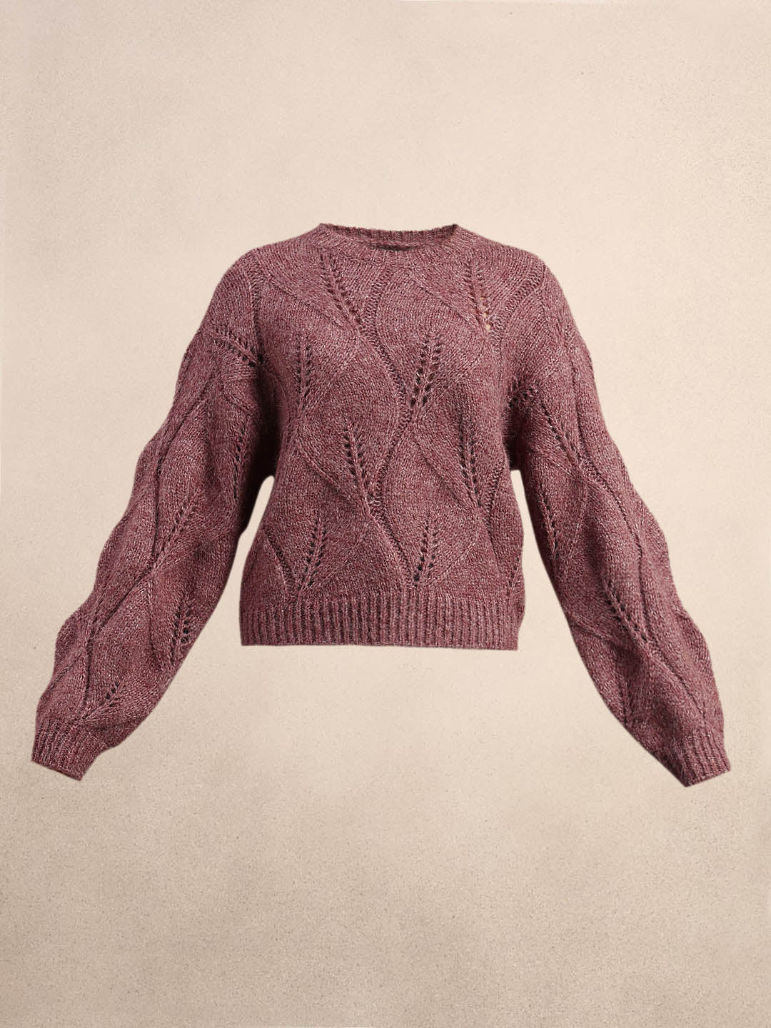 Stitch Detail O-Neck Sweater - Pink - Image 7
