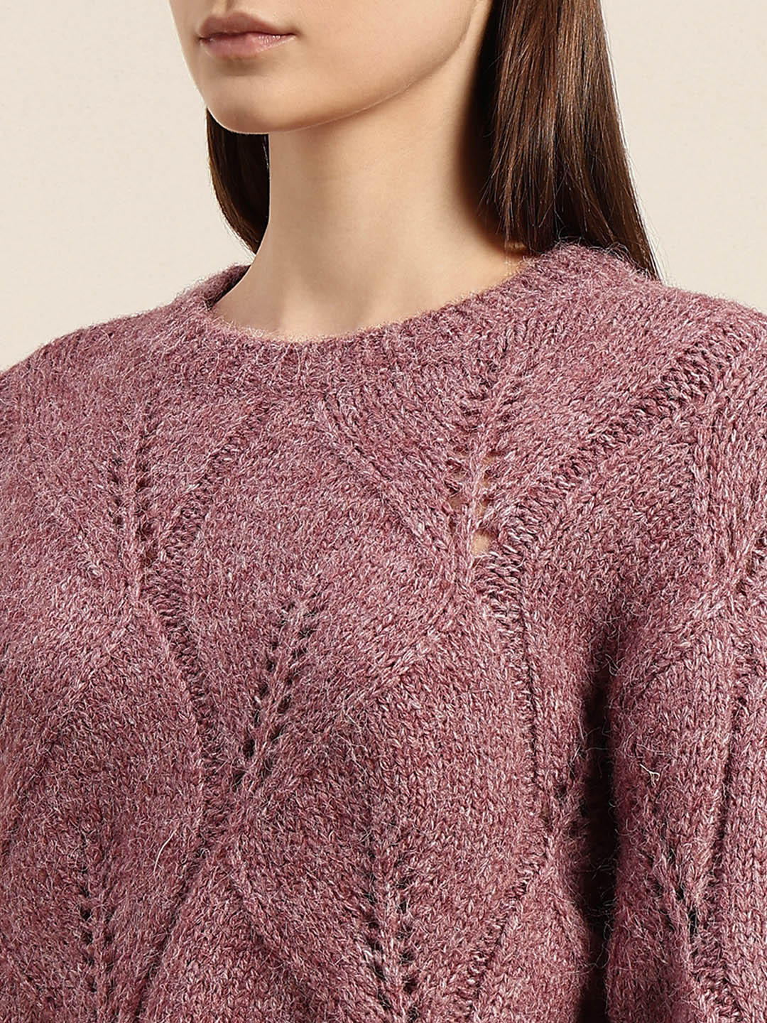 Stitch Detail O-Neck Sweater - Pink - Image 8