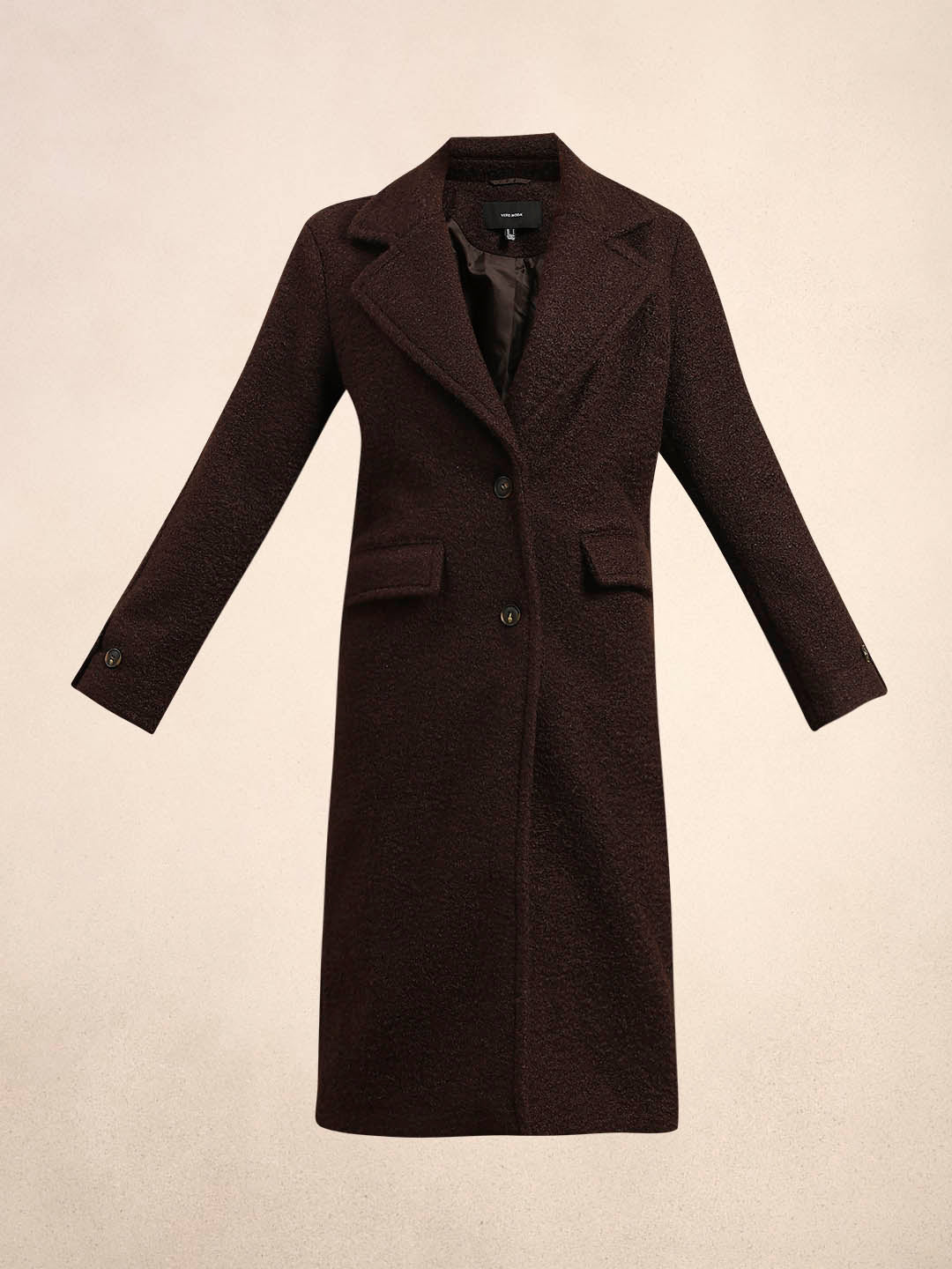 Longline Textured Coat - Brown - Image 7