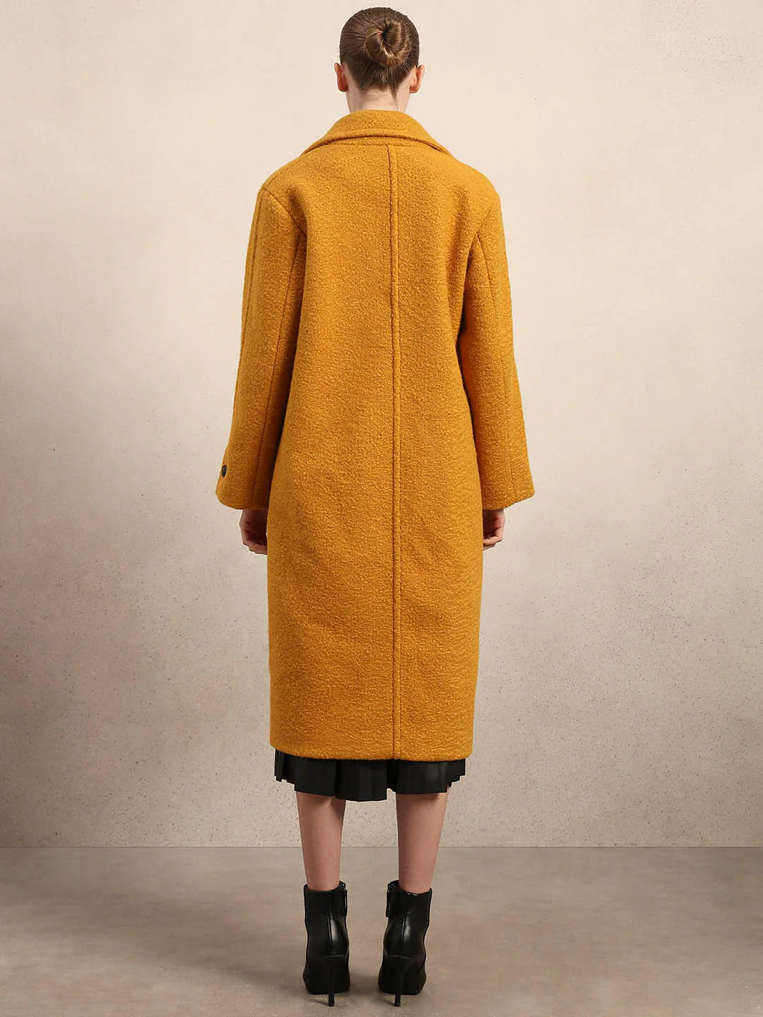 Longline Textured Coat - Yellow - Image 4