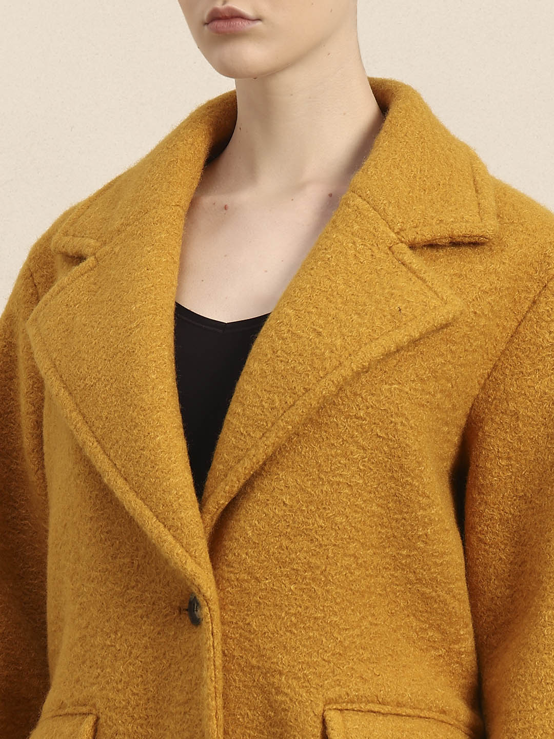 Longline Textured Coat - Yellow - Image 6