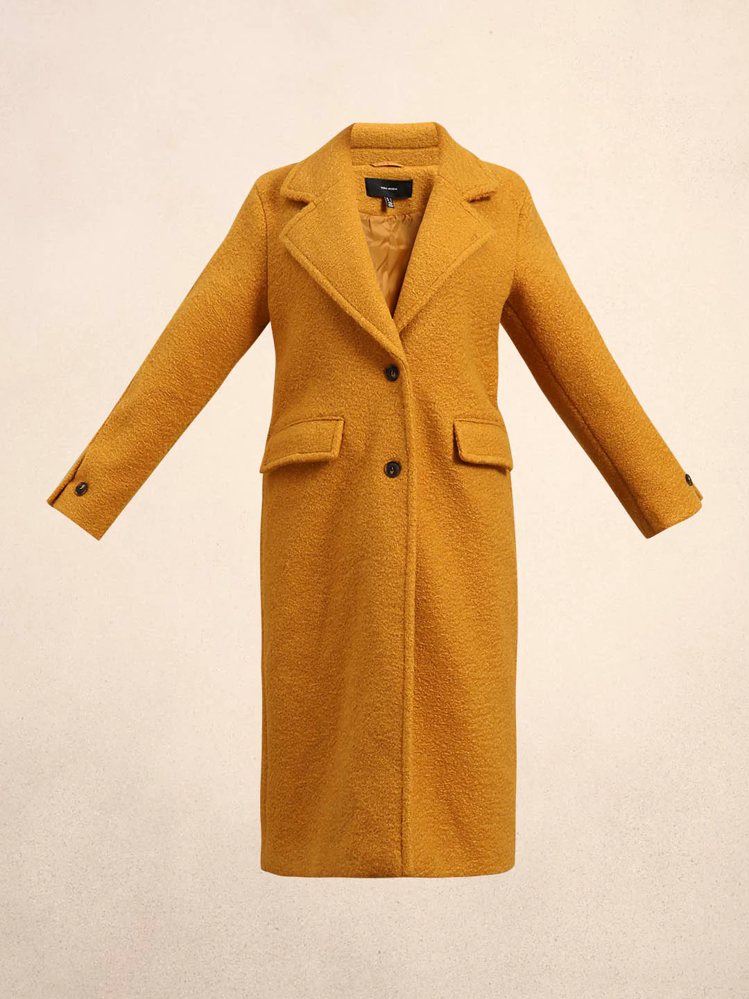 Longline Textured Coat - Yellow - Image 7