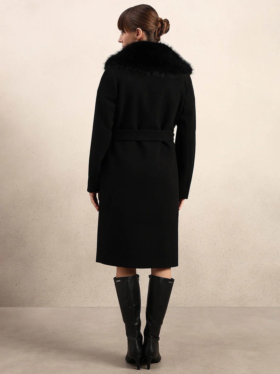 Black Belted Long Coat - Image 4