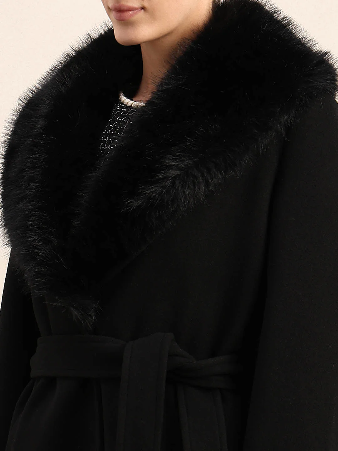 Black Belted Long Coat - Image 6
