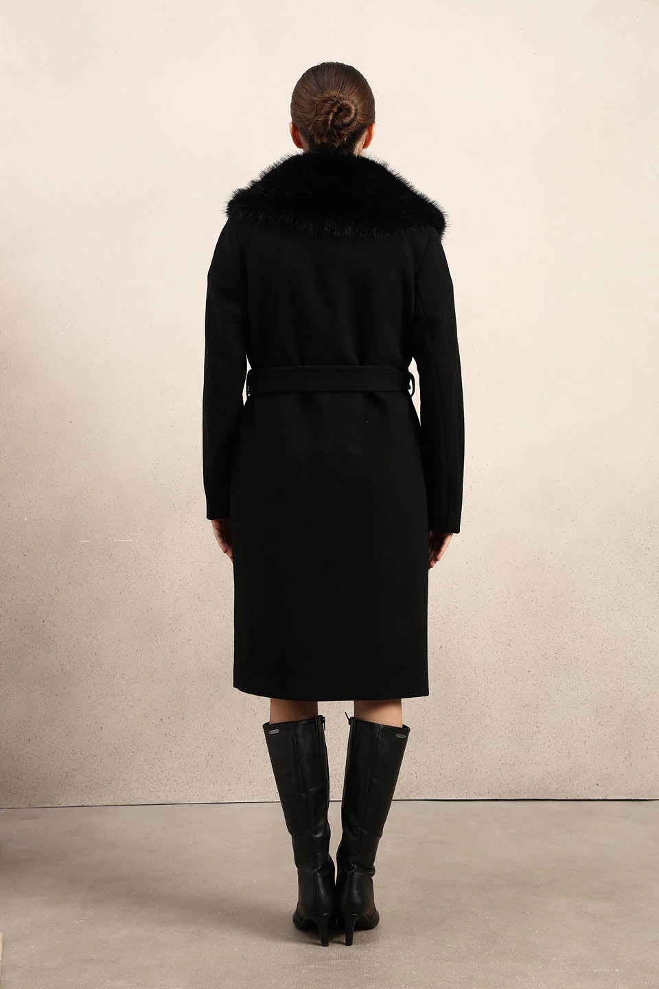 Black Belted Long Coat - Image 9