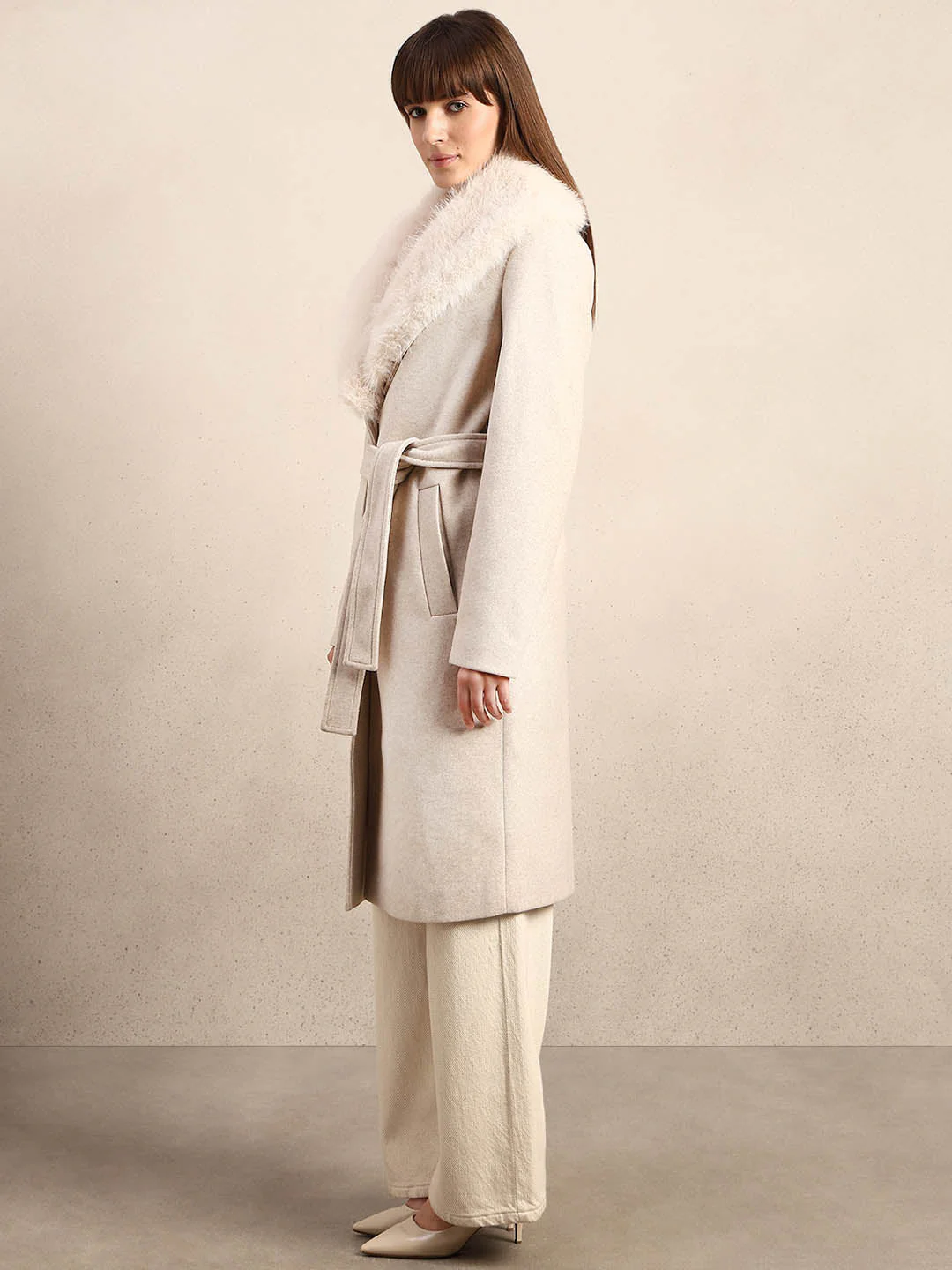 Off-White Belted Long Coat - Image 3