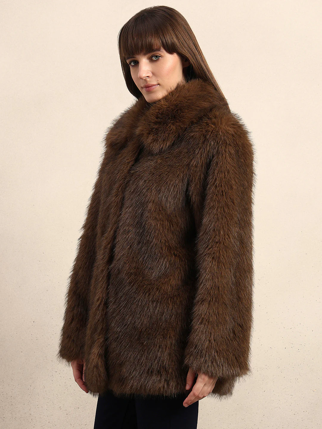 Brown Faux Fur Coat - Image 3