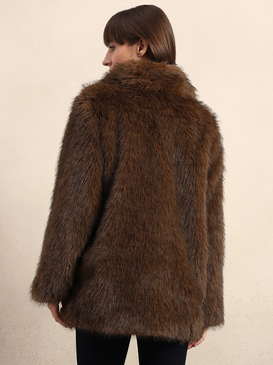 Brown Faux Fur Coat - Image 4