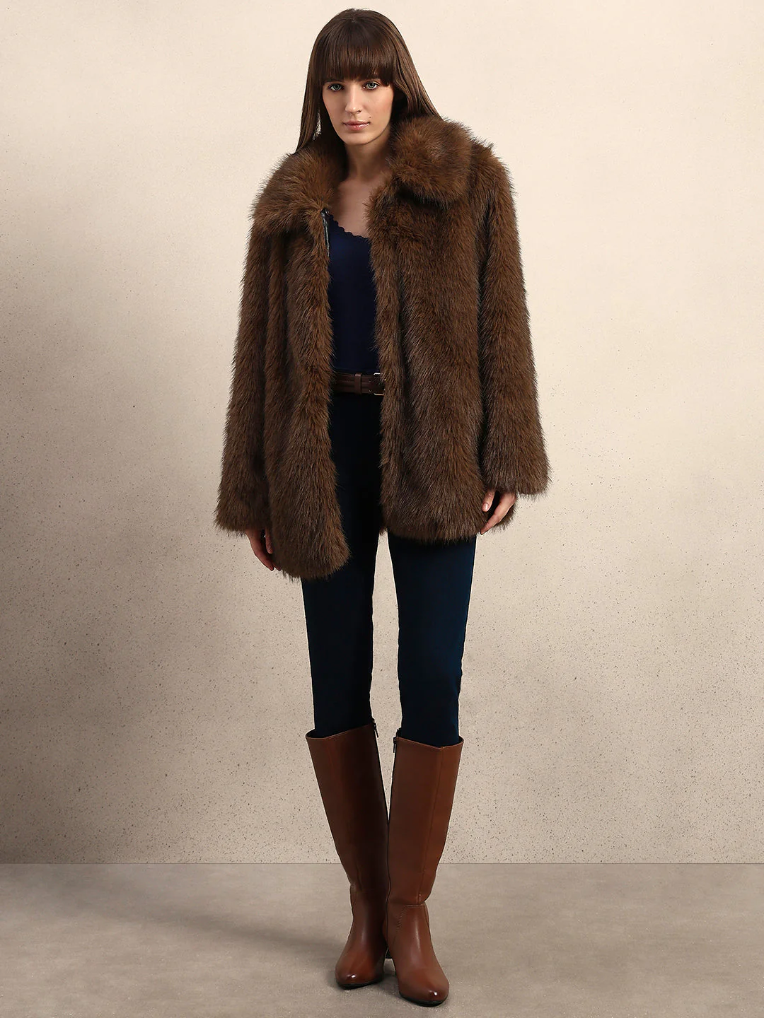 Brown Faux Fur Coat - Image 5