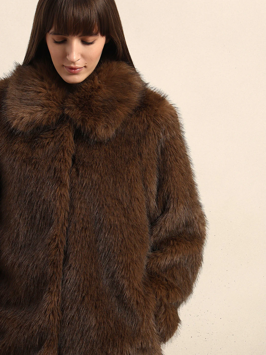 Brown Faux Fur Coat - Image 6