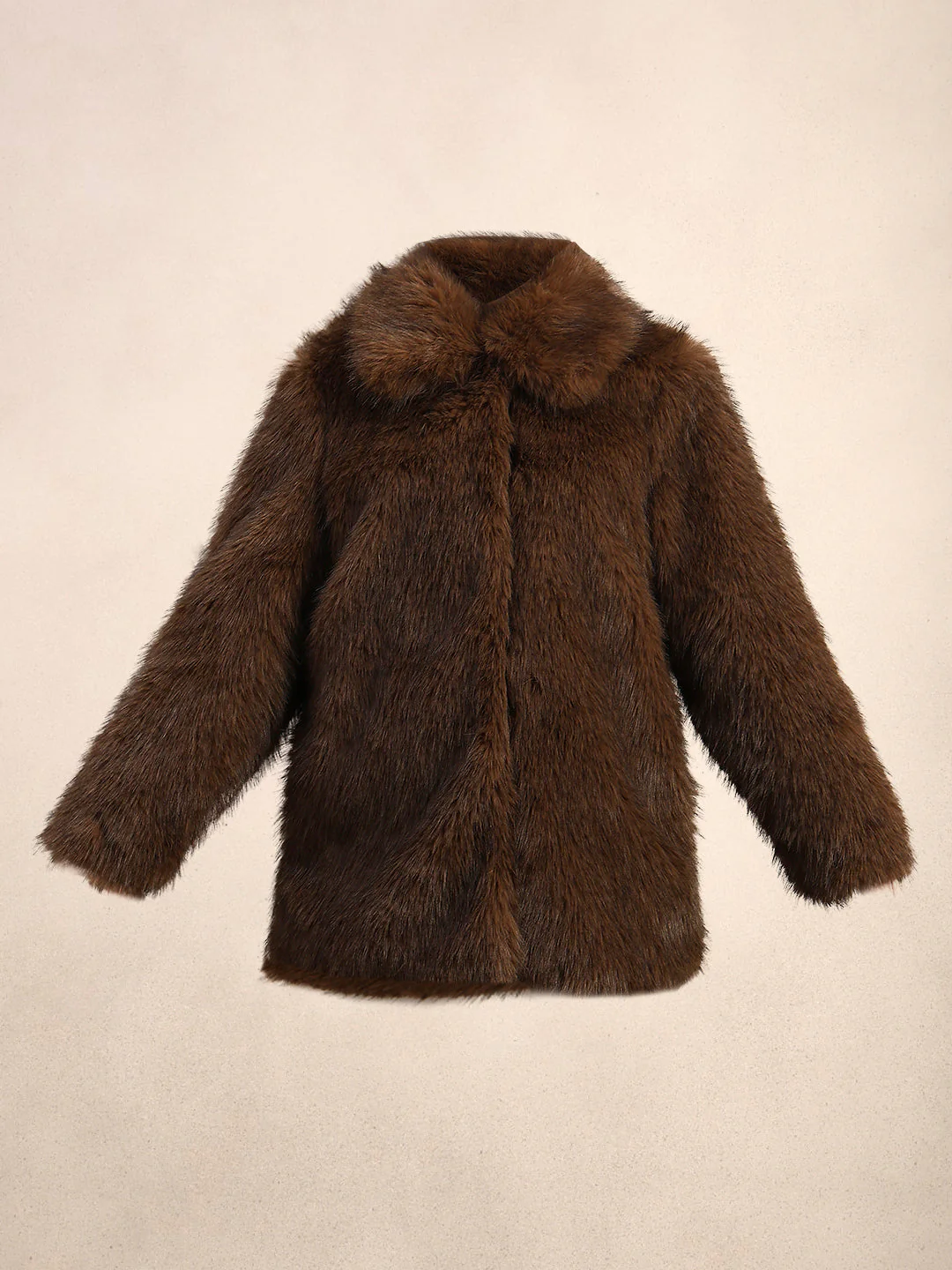 Brown Faux Fur Coat - Image 7