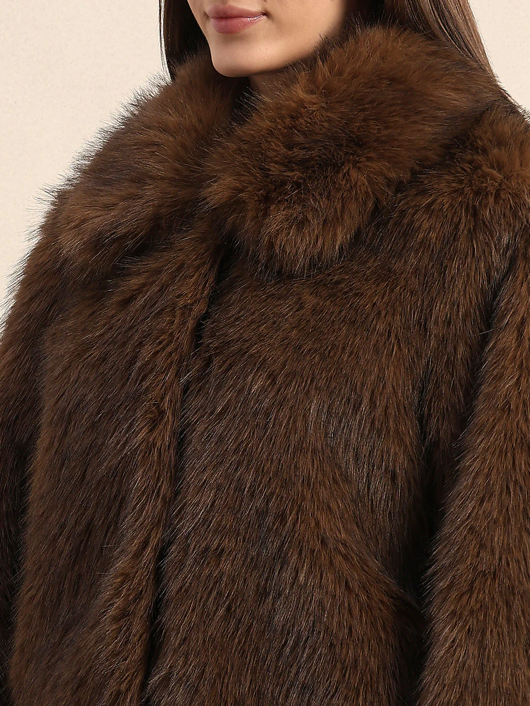 Brown Faux Fur Coat - Image 8